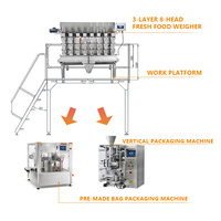 Machine de remplissage et de scellage automatique Doypack électrique haute précision pour sachets en plastique, contrôlée par PLC, avec peseuse multi-têtes de qualité alimentaire pour sachets préformés