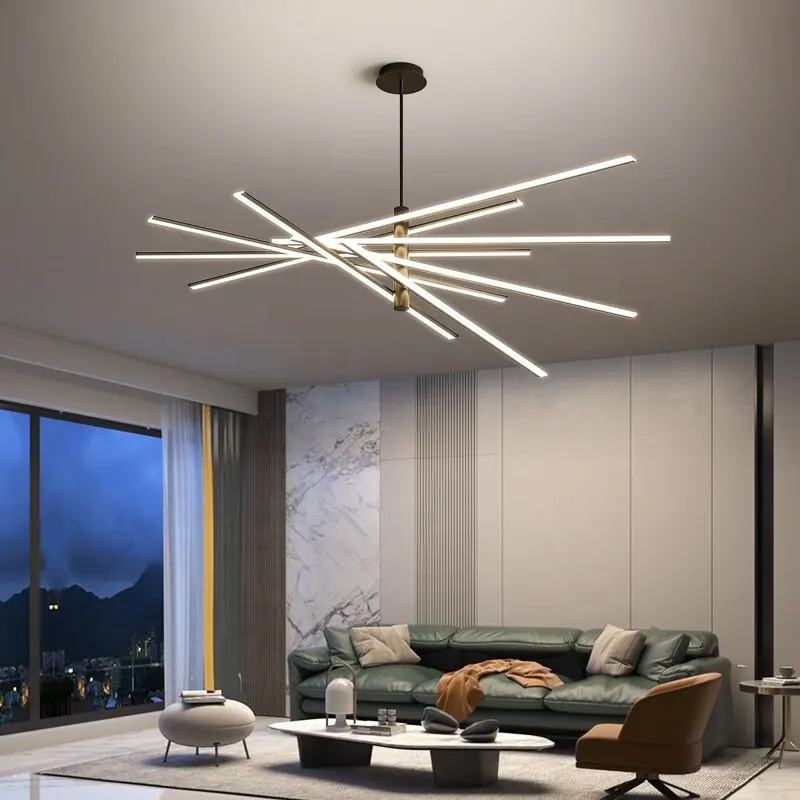 Modernes goldenes Aluminium Großhandel große LED Kronleuchter Hängelampe für Wohnzimmer