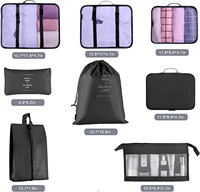 Sacs de rangement de voyage personnalisés avec logo, lot de 8 pièces, grande capacité, cubes de rangement pour bagages, vente en gros, sacs de rangement imperméables pour le linge de voyage