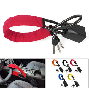 Verrou de volant de voiture en forme de U, câble en acier avec 2 clés, résistant aux coupures, pour la sécurité du véhicule, rouge, noir, Orange, jaune, bleu - Product Image 1