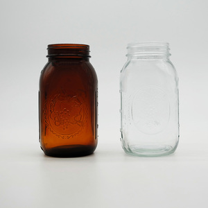 Tarros de albañil de cristal ámbar 1000ml personalizados tarros de albañil de cristal marrón de boca ancha 16 oz 500ml - Product Image 2