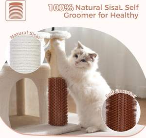 Multi-nível Simples Branco Plush <span class=keywords><strong>Cat</strong></span> Coçar Post <span class=keywords><strong>Cat</strong></span> Tree Tower com Sisal <span class=keywords><strong>Scratcher</strong></span> para Gato - Product Image 4
