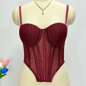 Corset court d'été en maille, débardeur <span class=keywords><strong>bustier</strong></span> sexy pour femme, haut gainant respirant à effet ventre plat. - Product Image 5