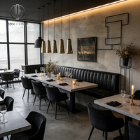 Ensemble de mobilier commercial Ron Group pour restaurant : table carrée durable, chaise en velours, banquette en cuir