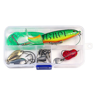 Kit de Señuelos de Pesca Portátiles al por Mayor para Agua Dulce y Salada, con Hélices de Superficie, Señuelos Duros, Gubias Blandas, Gusanos, Anzuelos y Caja de Aparejos - Product Image 2