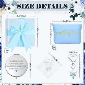 Set <span class=keywords><strong>de</strong></span> Regalo <span class=keywords><strong>de</strong></span> Boda Azul, Pañuelo Bordado, Ramo <span class=keywords><strong>de</strong></span> Ángel, Bolsa <span class=keywords><strong>de</strong></span> Cosméticos para <span class=keywords><strong>Novia</strong></span>, Caja Compacta - Product Image 1