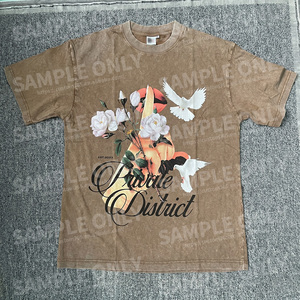 เสื้อยืดโอเวอร์ไซส์ทรงบ็อกซี่ ตัดเย็บแบบครอป สไตล์วินเทจ ผ้าฝ้าย 100% น้ำหนัก 230 GSM ผ่านกระบวนการ Acid Wash พิมพ์ลายดิจิทัล ไหล่ตก  รับผลิตตามแบบ OEM - Product Image 1