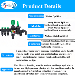 YS Divisor Regulador para Pulverizador de Barra Agrícola para Tractor con Manómetro Pulverizador de Barra Ajustable para Agroquímicos - Product Image 2