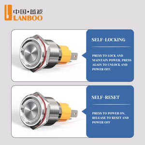 Saklar Tombol Tekan Logam LANBOO-LB16B dengan Konektor, Arus Tinggi 10A, Aplikasi Industri/Medis/Kelautan, Latching/Momentary - Product Image 4