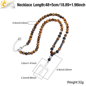 CSJA Collana con Pendente a Croce in Pietra Naturale, Onice Nero e Occhio di Tigre, Gioiello Energetico per <span class=keywords><strong>Uomo</strong></span> H864 - Product Image 6