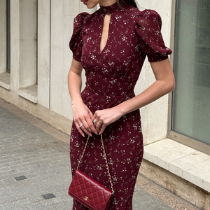 2025 Ruffle Casual <span class=keywords><strong>de</strong></span> moda <span class=keywords><strong>de</strong></span> oficina largo verano Floral damas <span class=keywords><strong>vestidos</strong></span> elegantes - Product Image 2