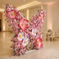 Arche de fleurs artificielles papillon rose faite à la main en soie, imperméable et écologique, pour toile de fond de mariage, événement, fête et photographie