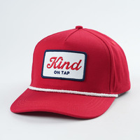 Venta al por mayor gorras de béisbol de algodón de 5 paneles logotipo bordado personalizado sombrero de cuerda de Golf ajustable punto fruta diseño Dobby de moda