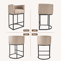 Tabourets de bar modernes en cuir PU, pivotants et réglables, avec accoudoirs, hauteur fixe, structure en fer, repose-pieds et patins antidérapants, pour extérieur, hôtel et salle à manger