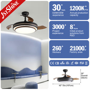 1stshine LED Ventilateur de Plafond Usine 42 Pouces <span class=keywords><strong>3</strong></span> PC Lames Télécommande Noir Rétractable Ventilateur de Plafond Lumière - Product Image 3