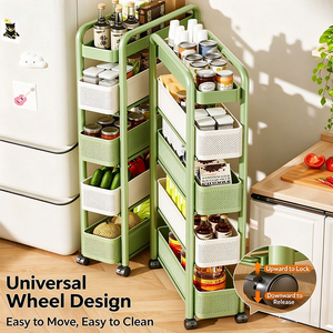 Carrito de Almacenamiento Rodante Estrecho para Cocina, Organizador Metálico de Múltiples Niveles, Carrito para Almacenamiento de Vegetales, para Cocina y Lateral de Electrodomésticos - Product Image 4