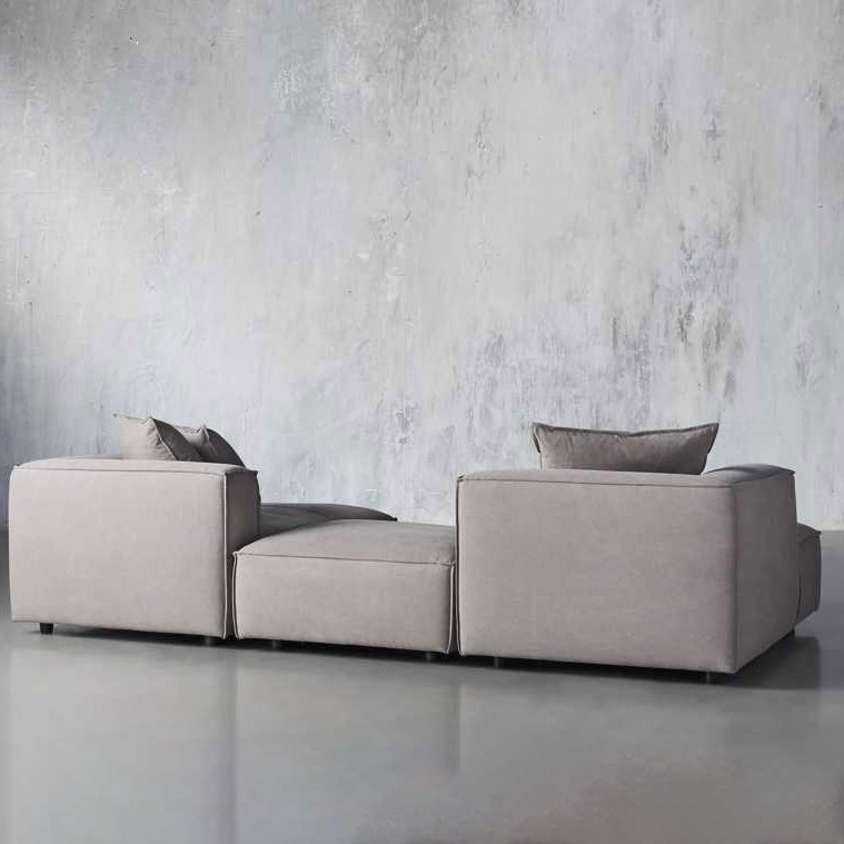 Luxury cloth indoor home furniture 3 pieces double chaise modular L shape sectional Living Room Sofas