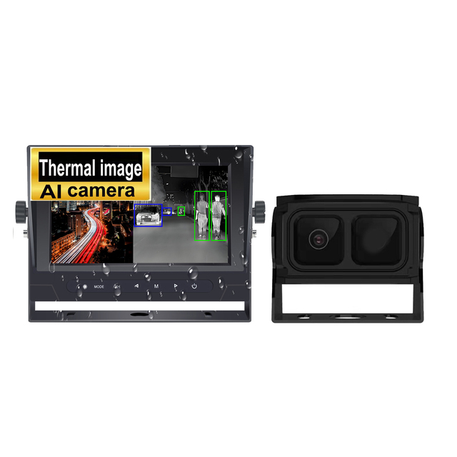 AI Backup Camera With Thermal Imaging Dual Lenz Split Display, DVR Recording Anti-glare Anti-dust Anti-fog Waterproof