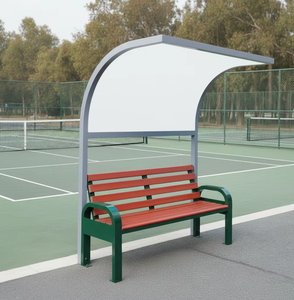 Panca da Esterno in Metallo con Tettoia, Design Moderno Resistente alle Intemperie per Campi da Pickleball e Stadi Sportivi - Product Image 5