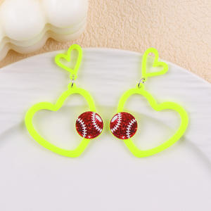 Pendientes <span class=keywords><strong>de</strong></span> San Valentín con Forma <span class=keywords><strong>de</strong></span> Corazón Fluorescente, <span class=keywords><strong>de</strong></span> Béisbol, Fútbol Americano, Baloncesto, <span class=keywords><strong>Voleibol</strong></span>, Rugby, Acrílicos - Product Image 6