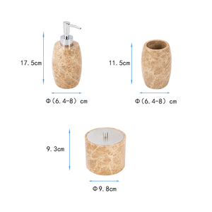 <span class=keywords><strong>Marbre</strong></span> beige chaud et ABS S/S 201 #   Ensemble de salle de bain 3 pièces finition polie avec base de stabilité intégrée, coffret cadeau pour salle de bain - Product Image 3
