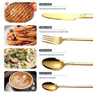 Stainless Steel Knife Fork Spoon <b>Flatware</b> <b>Set</b> Hotel Restaurant Cutlery Thick Handle Metal Gold Cutlery <b>Set</b> for Wedding - Product Image 4