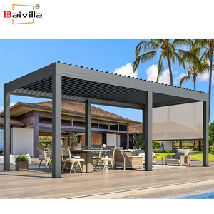 Thiết kế hiện đại ngoài trời Vườn không thấm nước nhôm Điện cơ giới mở louvered mái mặt trời bóng râm gazebo bioclimatic pergola - Product Image 2