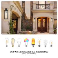 Expédié depuis les États-Unis, lot de 2 lanternes murales extérieures modernes de 50,8 cm (H) avec cadre en métal noir et verre transparent, compatible avec ampoule E26 (ampoules non incluses)