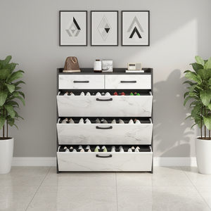 <span class=keywords><strong>Meuble</strong></span> <span class=keywords><strong>à</strong></span> <span class=keywords><strong>chaussures</strong></span> blanc en kit avec 4 étagères, grande capacité, organisateur de rangement en MDF pour couloir et espace derrière la porte - Product Image 6