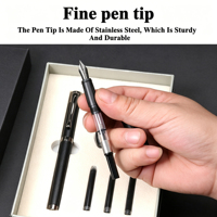 Stylo plume de luxe en métal avec logo personnalisé et flacon d'encre, stylo de signature professionnel, ensemble de stylos de marque pour cadeau d'entreprise