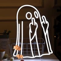 Enseigne néon personnalisée Neonawall, motif doigt d'honneur effrayant, lumières LED pour décorations de fête d'Halloween