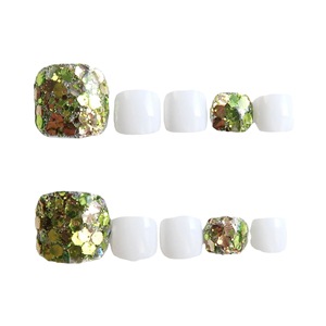 Cosyleaf - Uñas Postizas de Color Verde Blanco, Uñas Artificiales de Cobertura Completa, Uñas de Color Sólido - Product Image 4