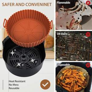 Tapis de cuisson réutilisables en silicone rond pour friteuse à air, antiadhésifs, résistants à la chaleur, faciles à nettoyer, pour four, grill, cuiseur vapeur et accessoires - Product Image 5