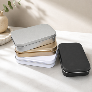 Ready Stock Hinged Lid <b>Tin</b> Box Solid Color One‑Piece Flip Top Tinplate Container For Throat Lozenge Card <b>Storage</b> Candy Packaging - Product Image 1