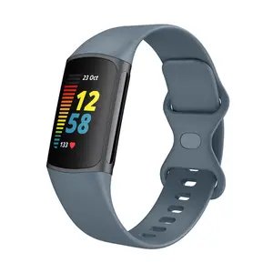 Adepoy-Correa deportiva de silicona para Fitbit Charge 5, correa de silicona suave y cómoda, personalizada, TPU, C-S004