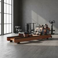 Rameur en bois résistant à l'eau, utilisation à domicile, fitness d'intérieur, pliable, réglage de la résistance, pour un poids utilisateur maximal de 150 kg