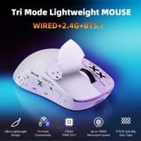 Souris de jeu sans fil HXSJ T68 Pro 3 modes, 7 boutons, légère, 300 IPS, design ergonomique, 500 mAh rechargeable – En stock – Offre Spéciale