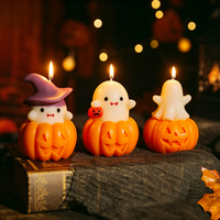 Bougie parfumée Citrouille Fantôme pour Halloween, en cire de soja, faite à la main, idéale comme souvenir ou cadeau pour la décoration de table de fête d'Halloween