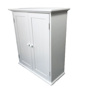 Armoire en bois avec 2 portes et étagères réglables au-dessus des toilettes, gain de place, armoire de rangement, armoire murale de salle de bain - Product Image 1