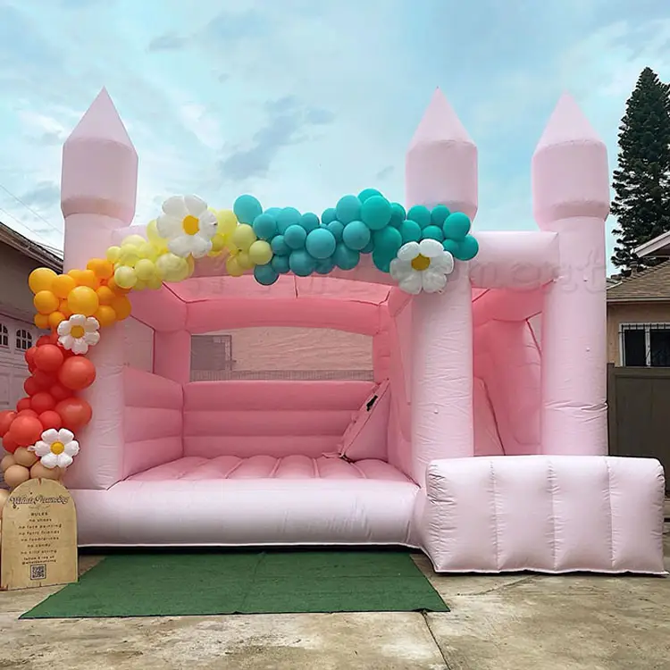 Fast shipping commercial toddler pastel pink bouncy castle combo inflatable bouncy castle for sale