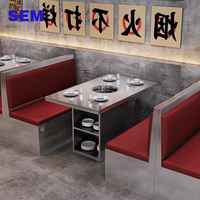 Ensemble de table à manger moderne en acier inoxydable pour restaurant commercial, 4 chaises, banquette, table à fondue, fabricants