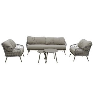 Moderno 5 PCS Juego de muebles de patio al aire libre Mesa de centro de césped seccional exterior de metal lavable para conversación - Product Image 1