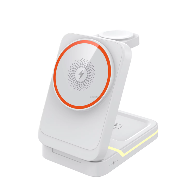 Multi-functional Folding Magnetic 3-in-1 Wireless Charger Stand with QC3.0 and Type-C Port for Mobile Phone & Smart Watch