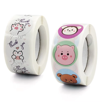 Rouleau d'autocollants personnalisés ronds découpés à la forme, en papier brillant UV, étanches, pour récompenses pour enfants, remerciements, étiquettes cadeaux patte de chat, faible MOQ