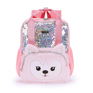 Mignon ours paillettes en peluche sac à dos dessin animé Logo étanche grande capacité bandoulière sacs à bandoulière pour enfants école - Product Image 1