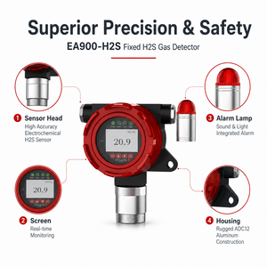 EA900 H2S Fixed H2S Gas Detector Electrochemical Sensor Ex d II CT6 Explosion proof IP66 Waterproof High Accuracy Sound <b>Light</b> - Product Image 2