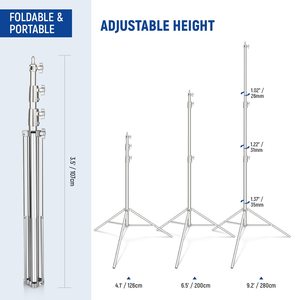 <span class=keywords><strong>NEEWER</strong></span> Soporte de Luz de Acero Inoxidable de 9.2 pies/2.8 m, Trípode de Fotografía Resistente con Adaptador de Tornillo Universal de 1/4 a 3/8 - Product Image 2