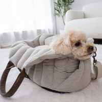 Sac de transport pour animaux de compagnie multifonctionnel, moderne et luxueux, en faux lin, fourre-tout de voyage durable avec coussin en mousse pour les voyages et la voiture.