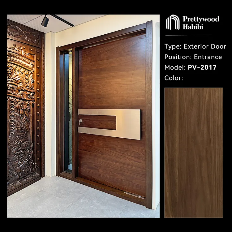 Bel legno impermeabile Design americano noce nero massello in legno ingresso principale ingresso principale moderno esterno porte Pivot in legno