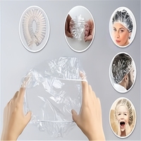 Bonnet de douche jetable noir transparent et imperméable pour hôtel, grande taille, biodégradable et écologique
